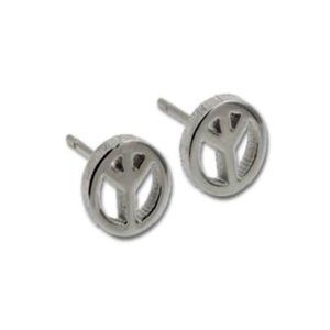 High-Quality Stainless Steel Silver Peace Sign Symbol Earrings